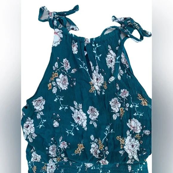 Maurices Teal Floral Halter Maxi Dress (XL) - Picture 4 of 4